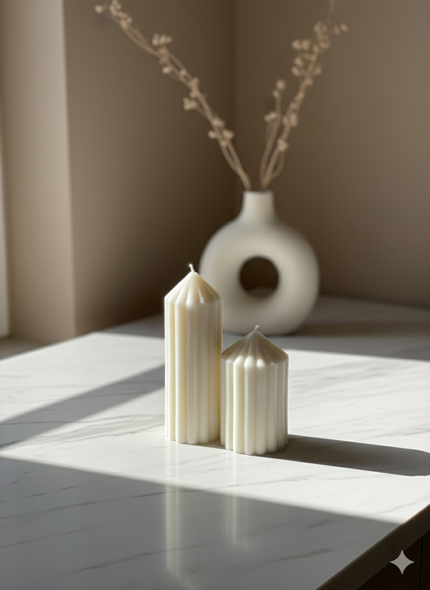 Advento 2'li İnce Pillar Mum Seti