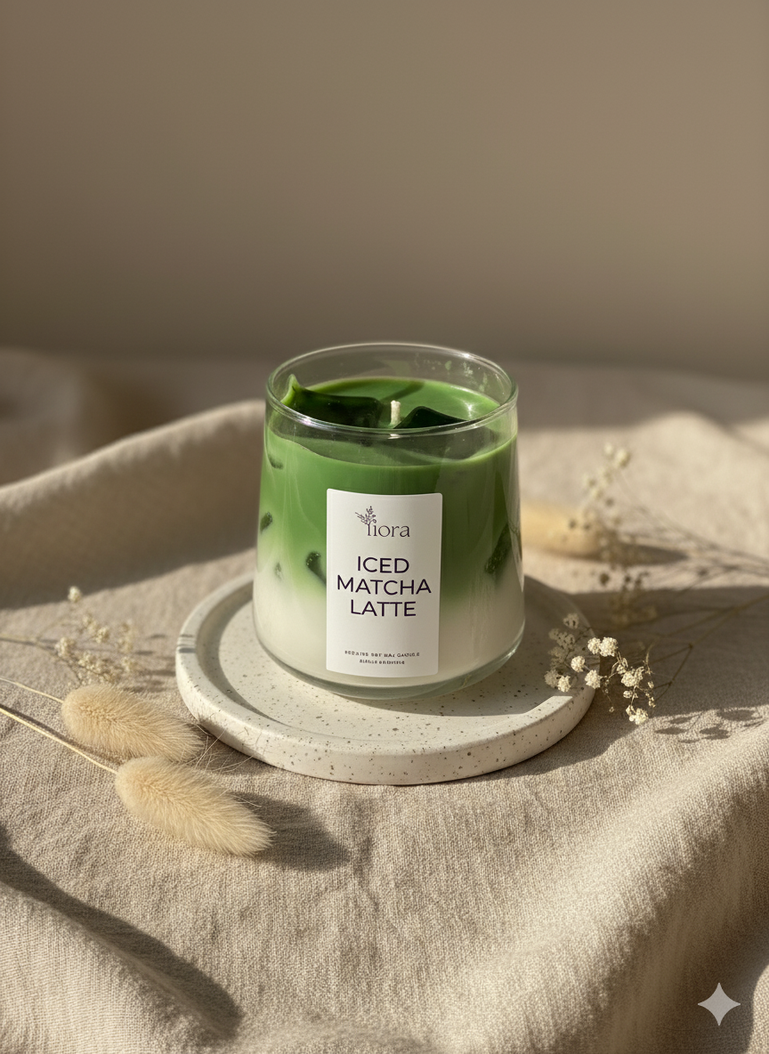 Studio Fiora Matcha Latte görünümlü el yapımı soya mum