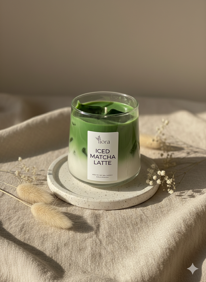 Studio Fiora Matcha Latte görünümlü el yapımı soya mum