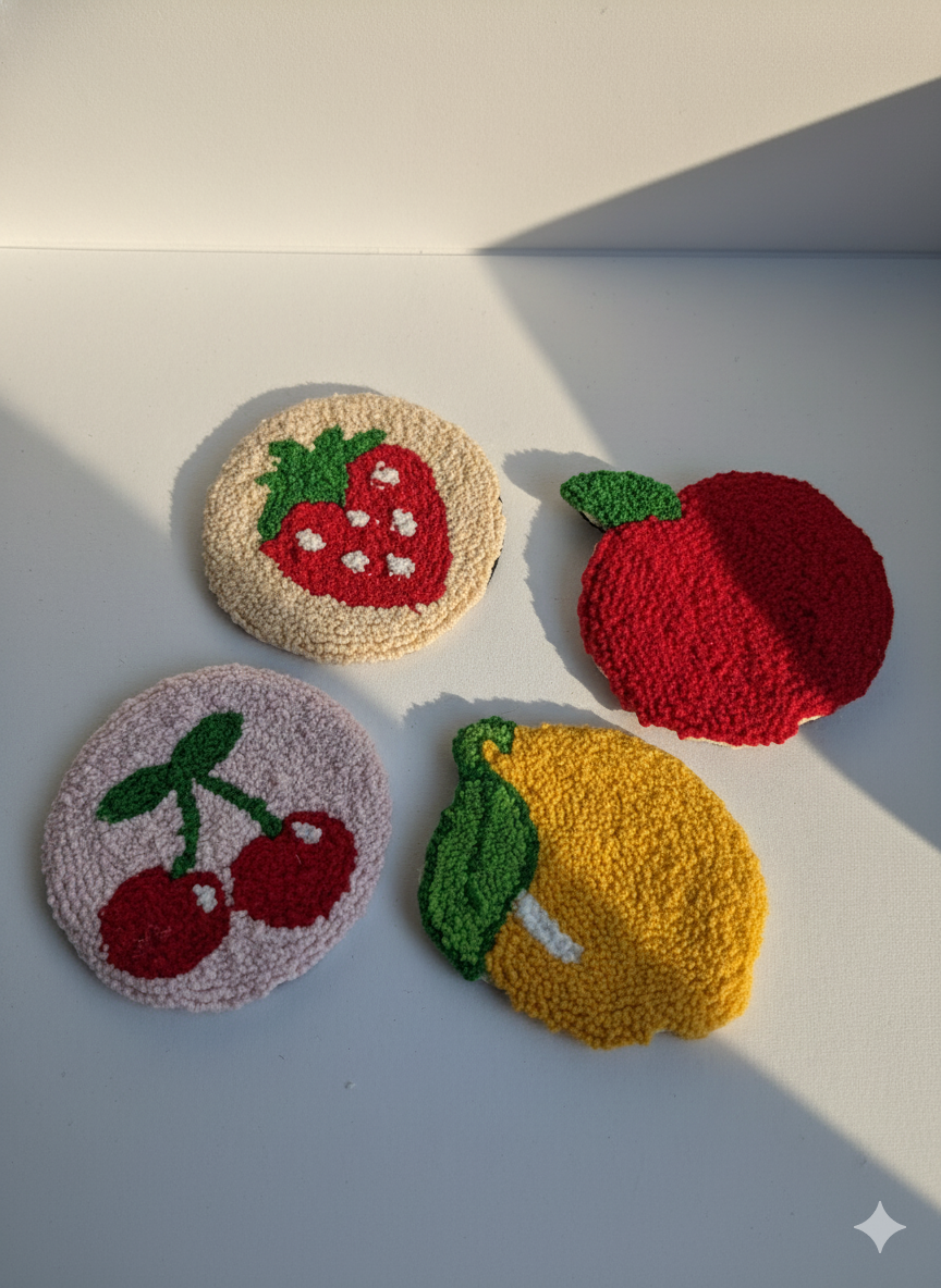 4'lü Meyveli Punch Bardak Altlığı