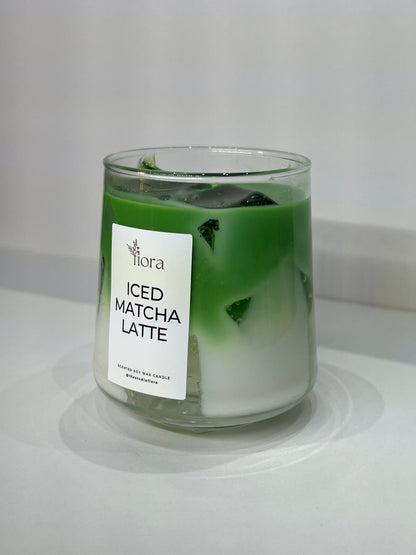 Matcha Latte soya ve jel mum detay fotoğrafı